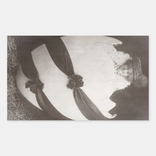 Vintage Easter Egg Lady Rectangular Sticker