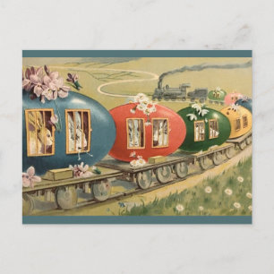 Vintage Easter Egg Train Postcard