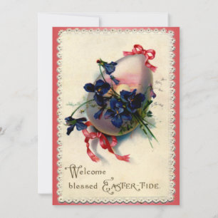 Vintage Easter Egg with Violets Invitation