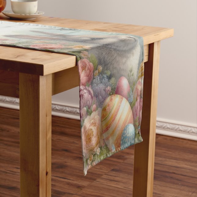 Vintage Easter Eggs and Rabbit Table Runner (In Situ)