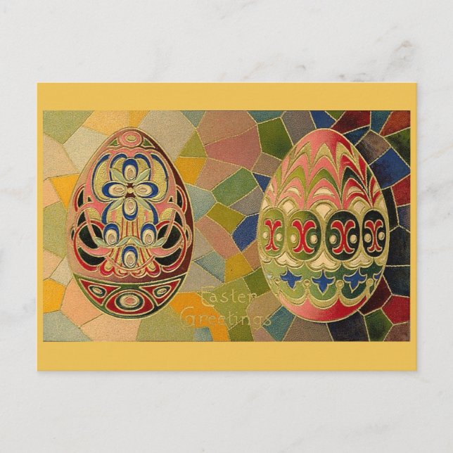 Vintage Easter Eggs Holiday Postcard (Front)