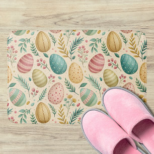 Vintage Easter Eggs with Floral Buds Bath Mat