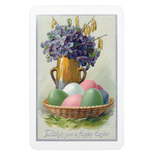Vintage Easter Eggs with Violets Magnet