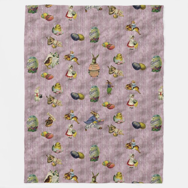 Vintage Easter Fleece Blanket (Front)