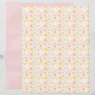 Vintage Easter Floral Background Scrapbook Paper