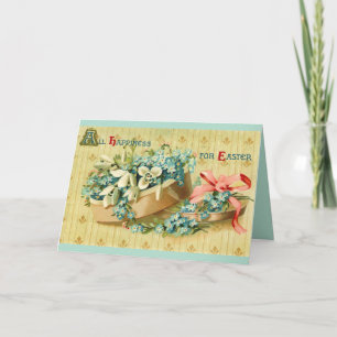 Vintage Easter Flowers Hat Box Card