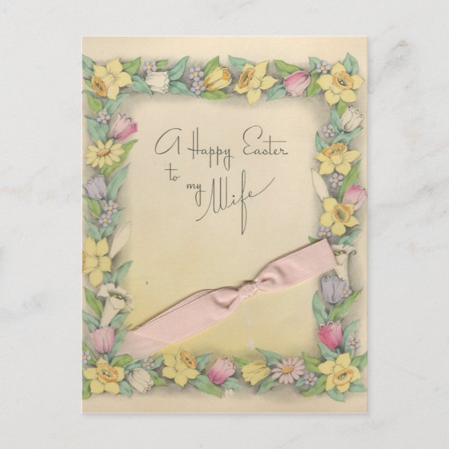 Vintage Easter For Wife "Mario" Holiday Postcard (Front)
