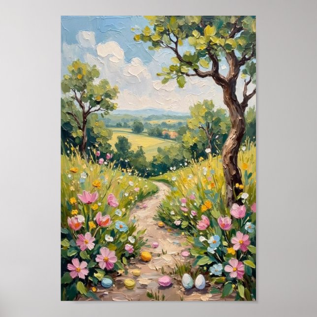 Vintage Easter Garden Path Art Poster (Front)