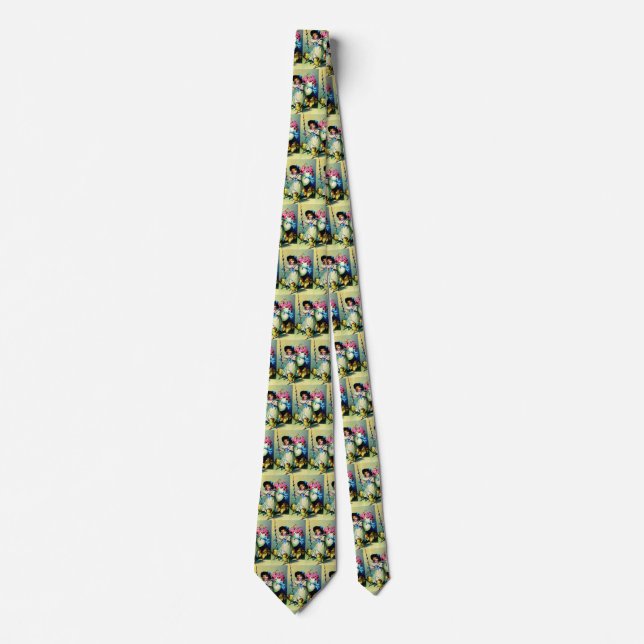 Vintage Easter Girl and Baby Chicks Tie (Front)