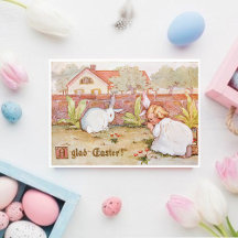 Vintage Easter Girl and Easter Bunny