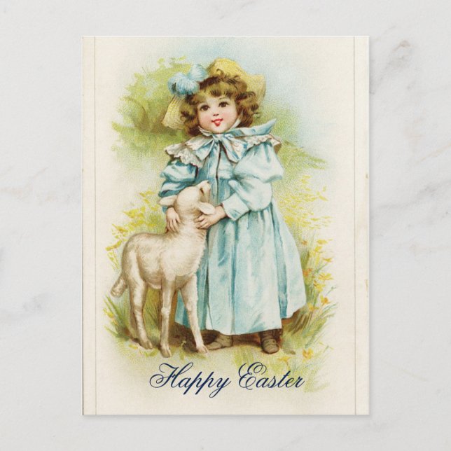 Vintage Easter Girl Holiday Postcard (Front)