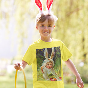 Vintage Easter Girl in Bunny Costume Kids T-Shirt
