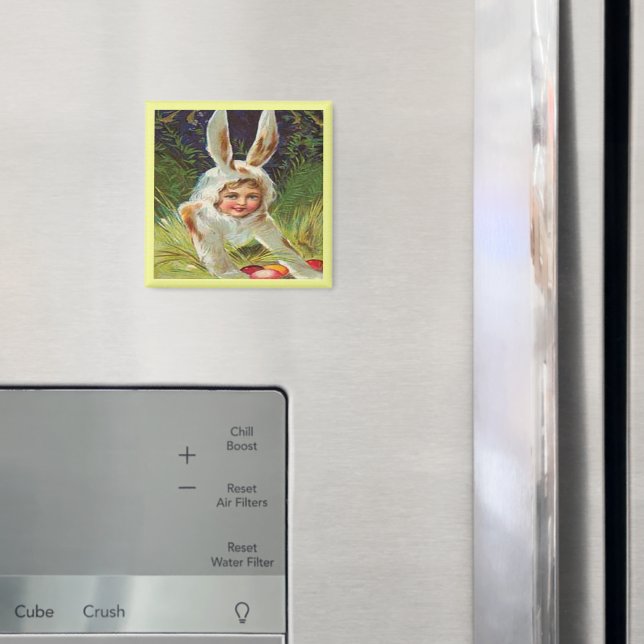 Vintage Easter Girl in Bunny Costume, ZSSG Magnet (In Situ (Fridge))