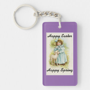 Vintage Easter Girl Key Ring