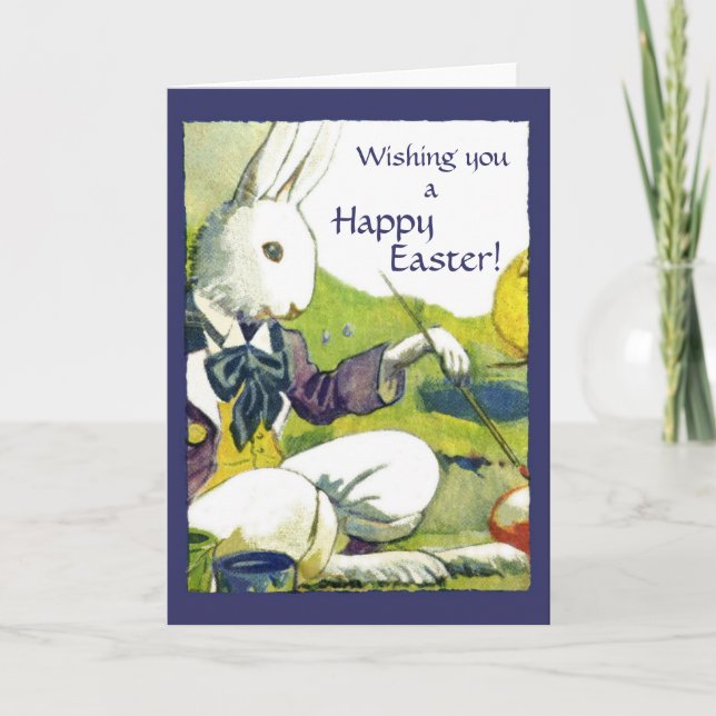 Vintage Easter Greeting Card - Dressed Rabbit (Front)