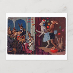 Vintage Easter Greeting Card - Juggling Bunnies