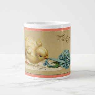 Vintage Easter Greeting Chick Large Coffee Mug