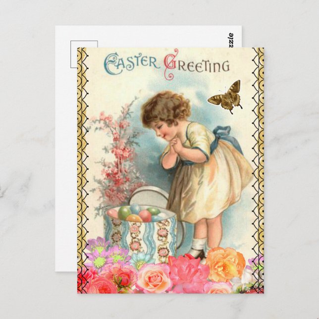 Vintage Easter Greeting Postcard (Front/Back)
