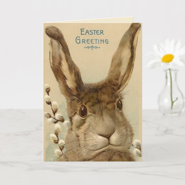 Vintage Easter Greeting Rabbit Card (Small Plant)