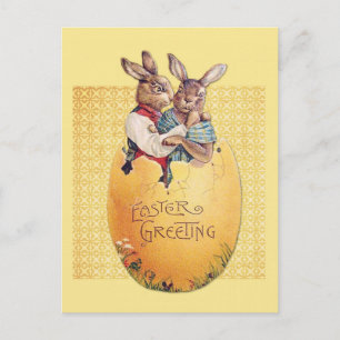 Vintage Easter Greetings Bunny Rabbit Postcard