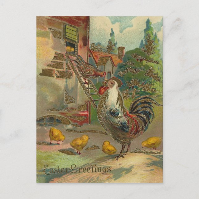 Vintage Easter Greetings Holiday Postcard (Front)