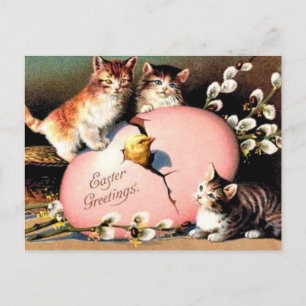Vintage - Easter Greetings Holiday Postcard