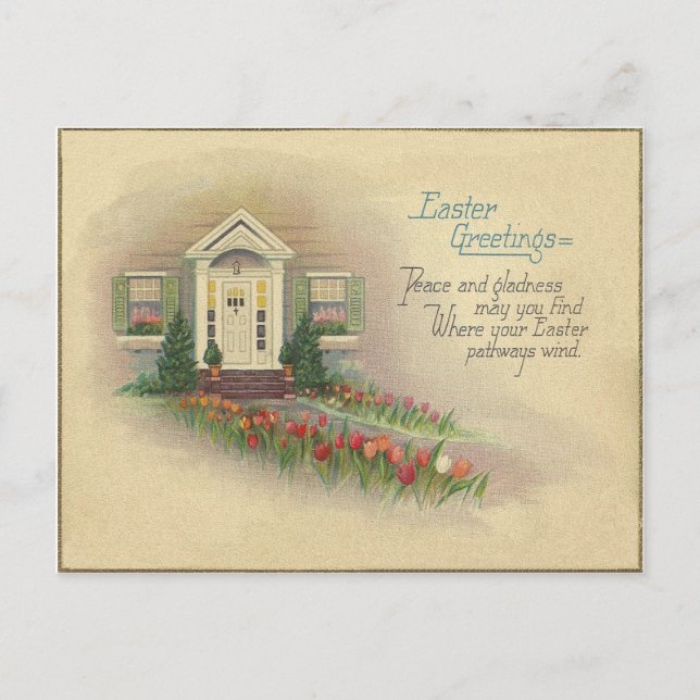 Vintage Easter Greetings Holiday Postcard (Front)