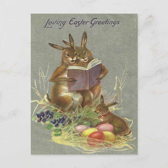 Vintage Easter Greetings Holiday Postcard (Front)