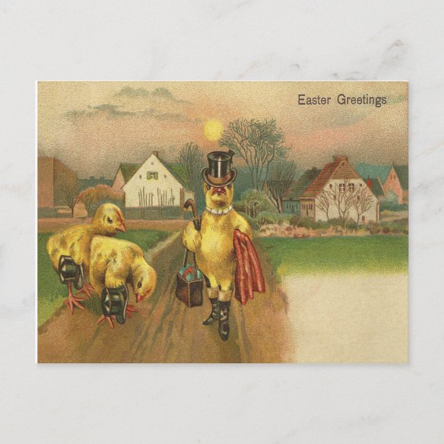 Vintage Easter Greetings Holiday Postcard (Front)