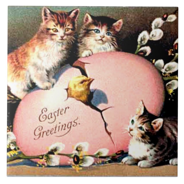 Vintage Easter Greetings Tile (Front)