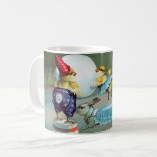 Vintage Easter Greetings Wishes Chicks Circus Coffee Mug