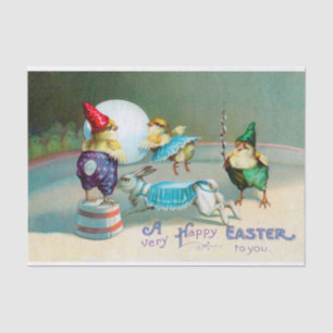 Vintage Easter Greetings Wishes Chicks Circus Tissue Paper