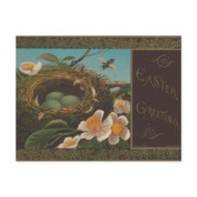 Vintage: Easter Greetings with Bee, Flower, Eggs
