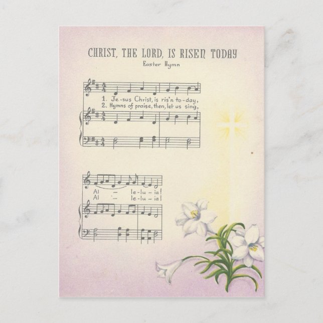 Vintage Easter Hymn Holiday Postcard (Front)
