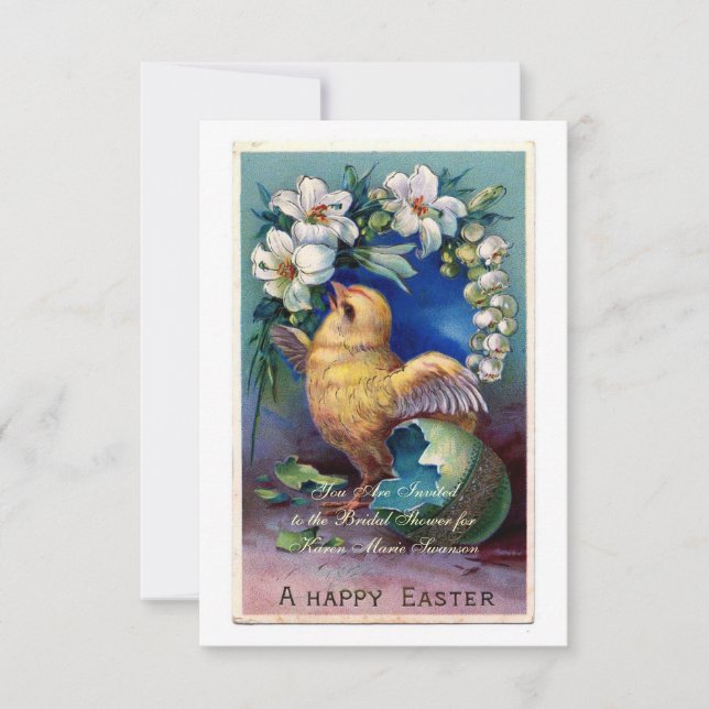 Vintage Easter Illustration With Chick Invitation (Front)