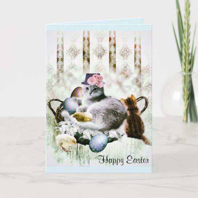 Vintage Easter Kittens Greeting Card (Front)