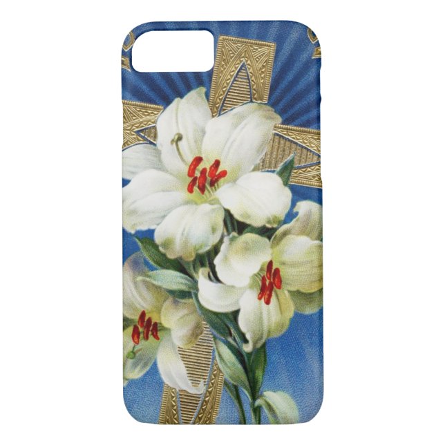 Vintage Easter Lilies and Cross iPhone 7 Case (Back)