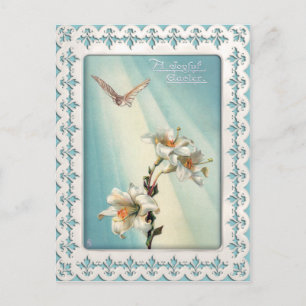 Vintage Easter Lilies and Dove Holiday Postcard