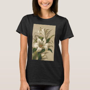 Vintage Easter Lilies, Victorian Flowers in Bloom T-Shirt