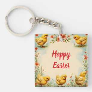 Vintage Easter Little Chicken Holiday Collection Key Ring