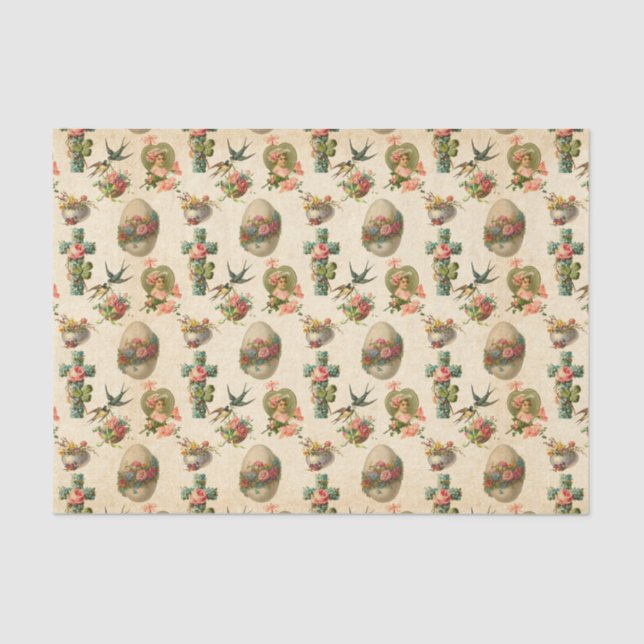 Vintage Easter mixed pattern party tissue Tissue Paper (Front)