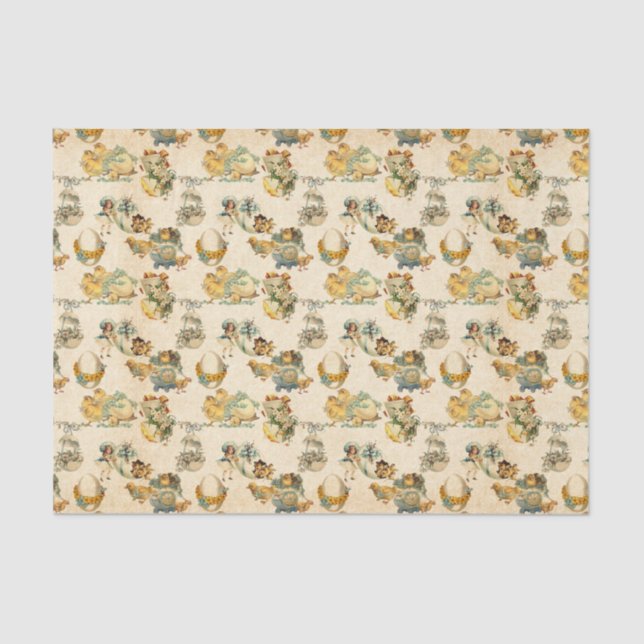 Vintage Easter mixed pattern party tissue Tissue Paper (Front)