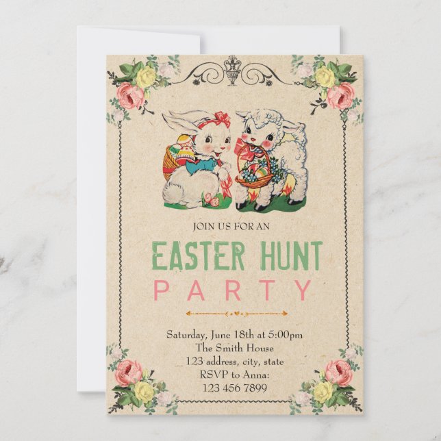 Vintage easter party invitation (Front)