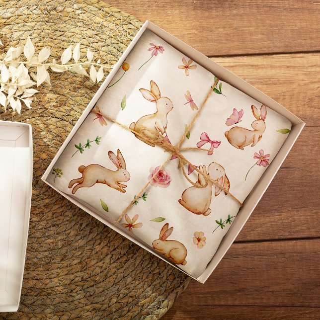 Vintage Easter Pink Rabbit Pattern Wrapping Paper (Creator Uploaded)