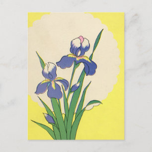 Vintage Easter, Purple Garden Iris Flowers Holiday Postcard