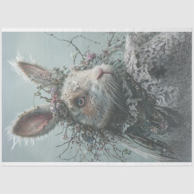 Vintage Easter Rabbit Decoupage  Tissue Paper (Front)