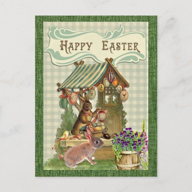 Vintage Easter Rabbit Holiday Postcard (Front)