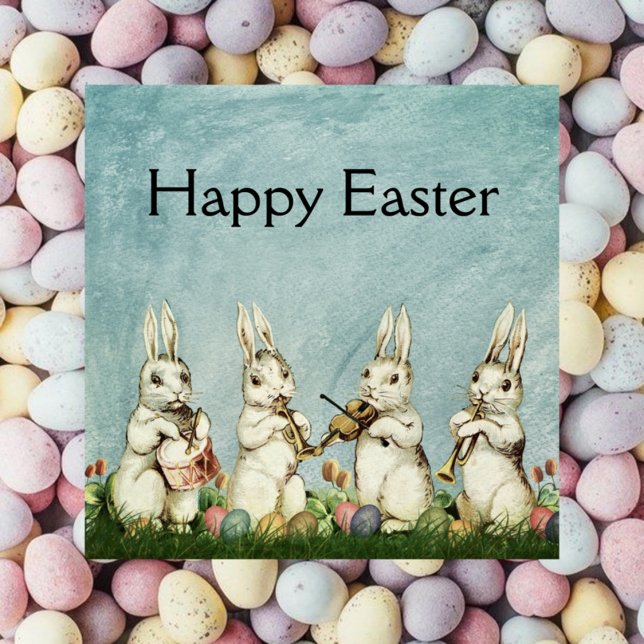 Vintage Easter Rabbit Musicians  Holiday Card (Creator Uploaded)