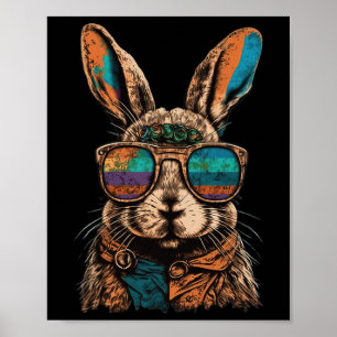 Vintage Easter Rabbit Retro Graphic Women Girls Ki Poster