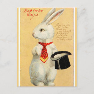 Vintage Easter Rabbit With a Top Hat Postcard